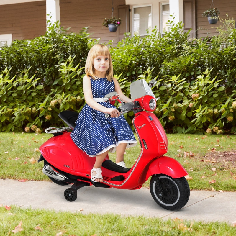 children's electric motorcycle with headlight, music, training wheels, 30 kg load capacity, red