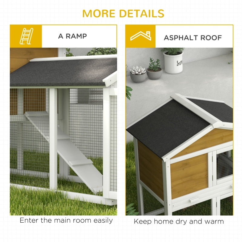 Rabbit Hutch Outdoor, Double Tier with Water-Resistant Roof, Ramp, Yellow