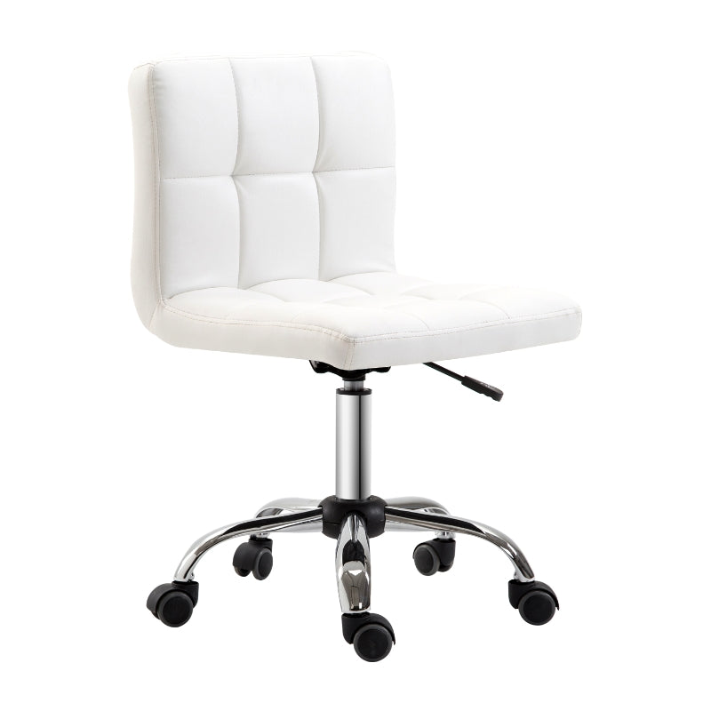 Office Chair, Ergonomic Height-Adjustable Swivel Chair, Faux Leather, White
