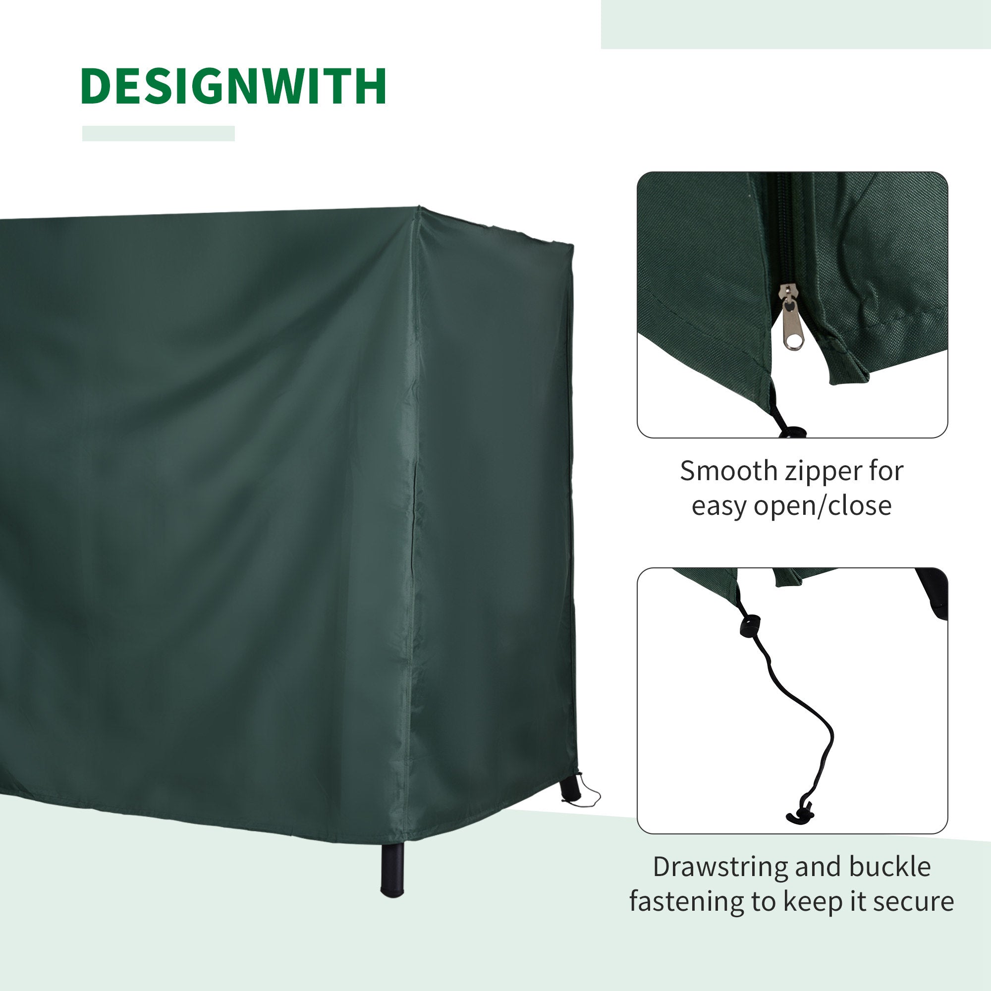 Three-Seater Swing Chair Protective Cover, 205 x 124cm, Deep Green