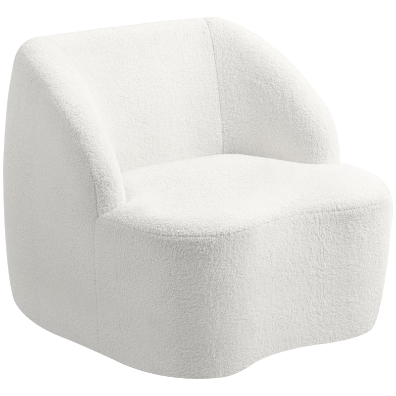 Armchair, Cozy Upholstered with Fleece Padding, Cream White