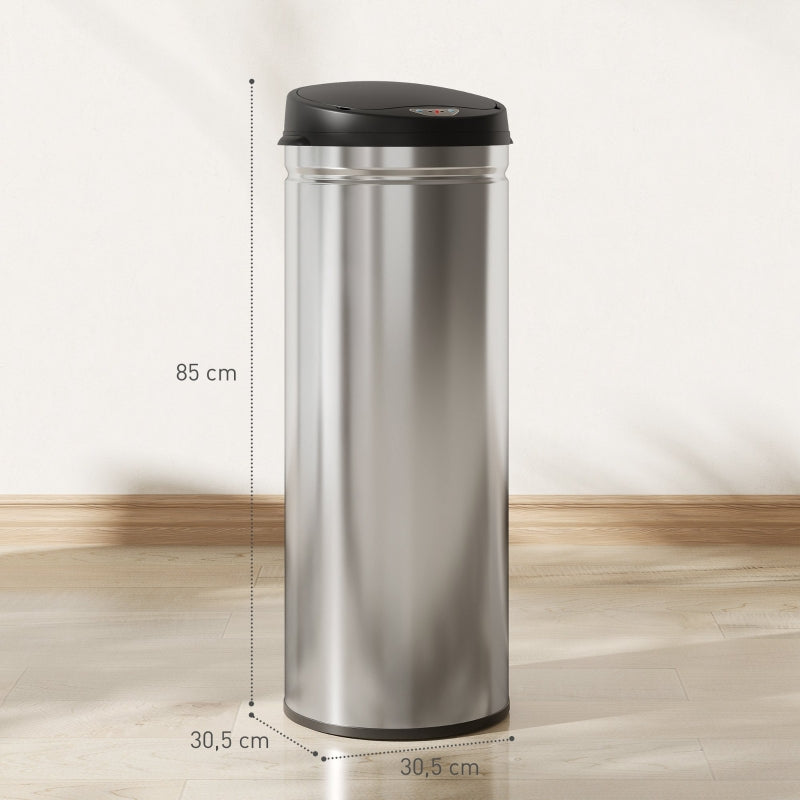 Sensor Waste Bin 50L Touchless Soft-Close Stainless Steel Silver