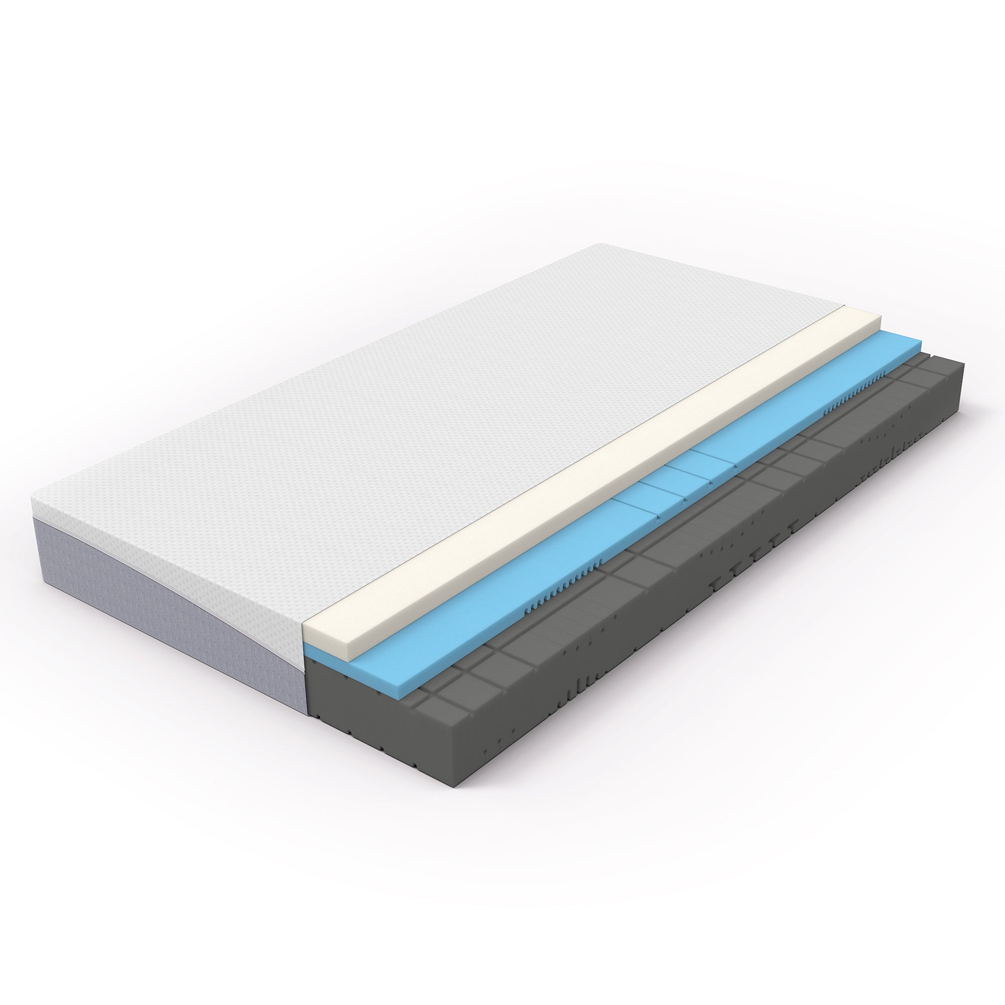 Foam Mattress 90x200cm, Oeko-TEX Certified, Medium Firmness, 20cm High - Gray/White