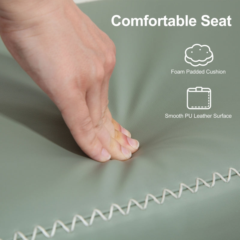 Shoe Storage Bench with Comfortable Cushion, Green PU Leather