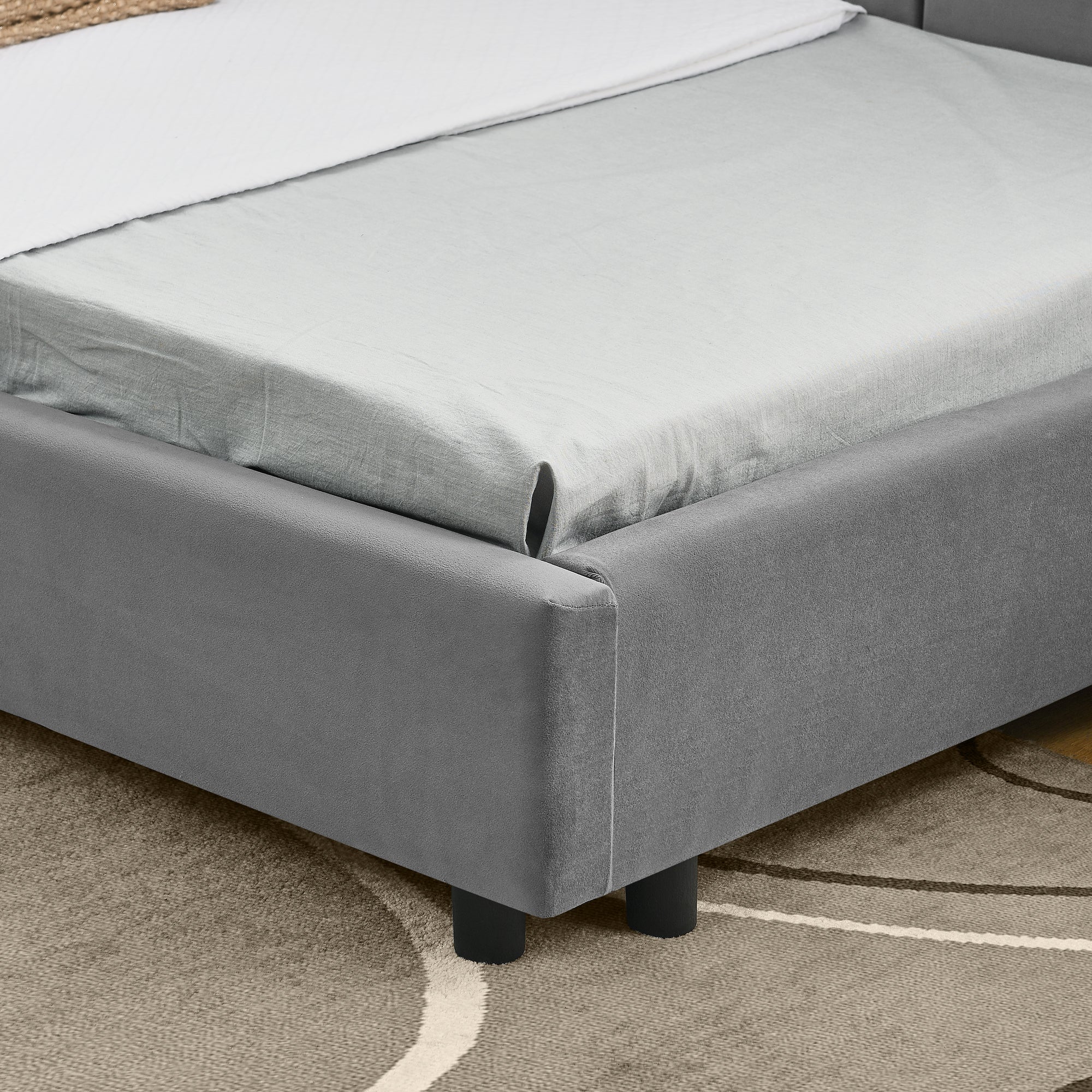 Single Bed 90x200cm High Backrest for Kids & Guest Rooms, Dark Grey Velvet