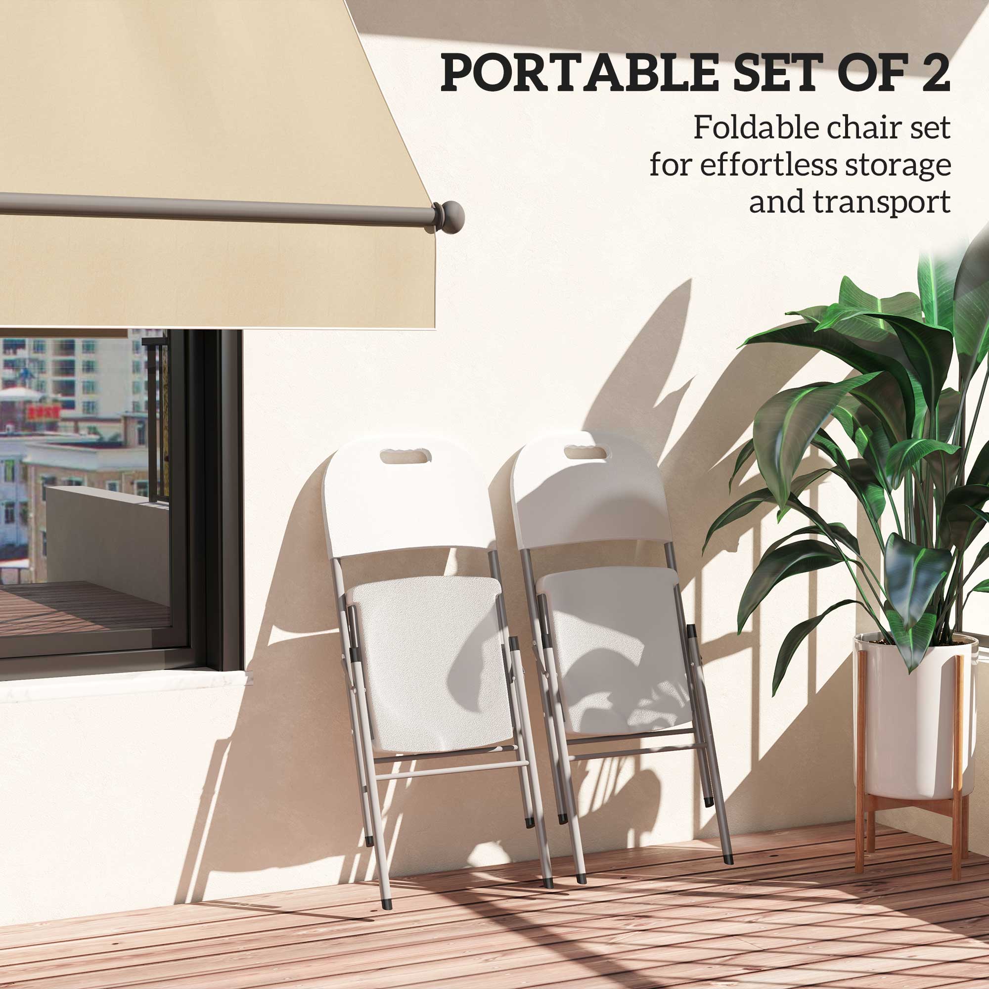 Set of Two Foldable Outdoor Chairs - White