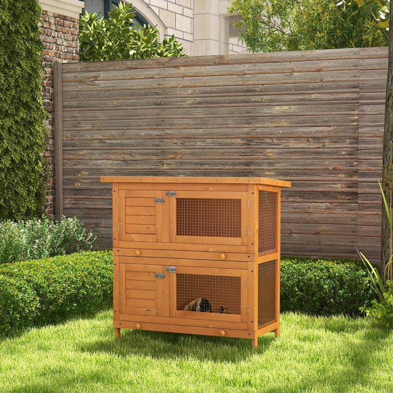 Rabbit Hutch Outdoor Pet Cage with Opening Roof, Wooden