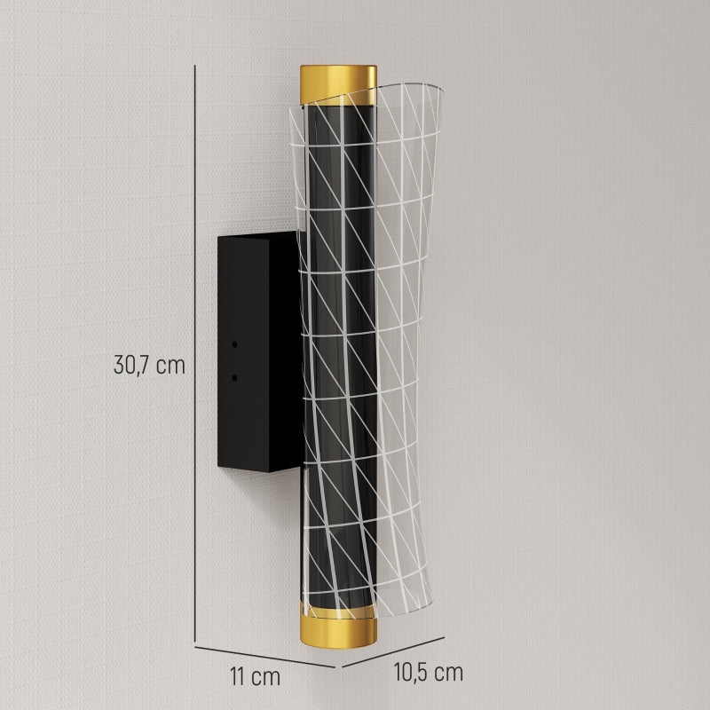 Set of 2 wall lights, dimmable LED, grid design, metal black