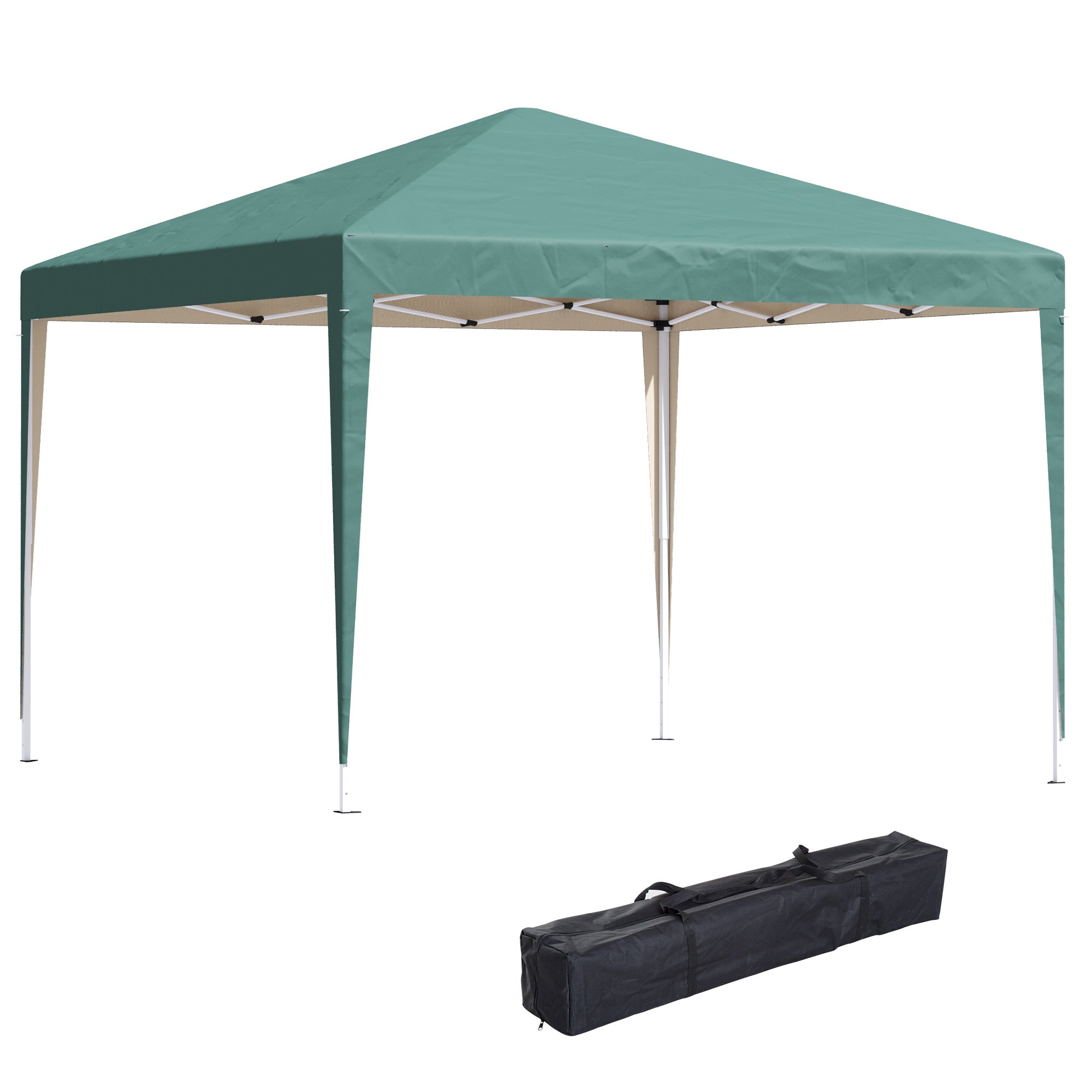 Garden Pop Up Gazebo, 3 x 3M Height Adjustable Tent Canopy with Carrying Bag, Green