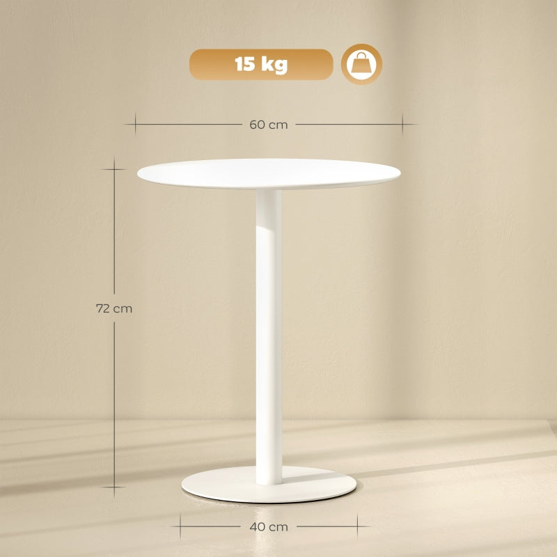 Dining Table Round for 2 People Modern Steel White