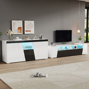 TV Cabinet and Sideboard Set High-Gloss LED Lowboard - Black and White