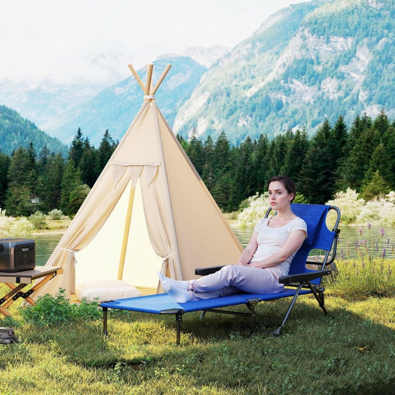 Sun Lounger, Foldable Weatherproof, Black + Dark Blue