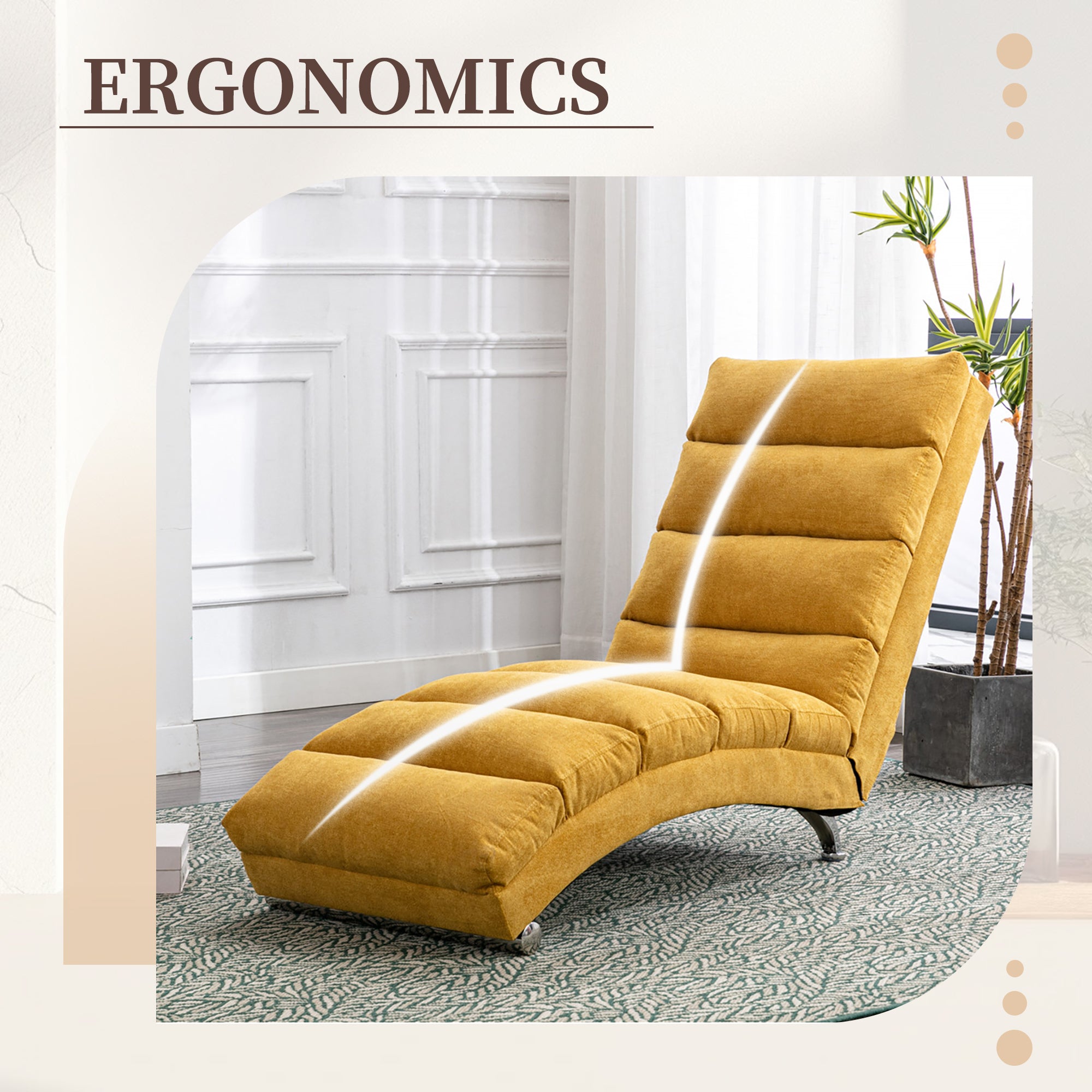 GOMYWAY Chaise Lounge Fixed Recliner Sofa with Vibration and Side Pocket, Linen