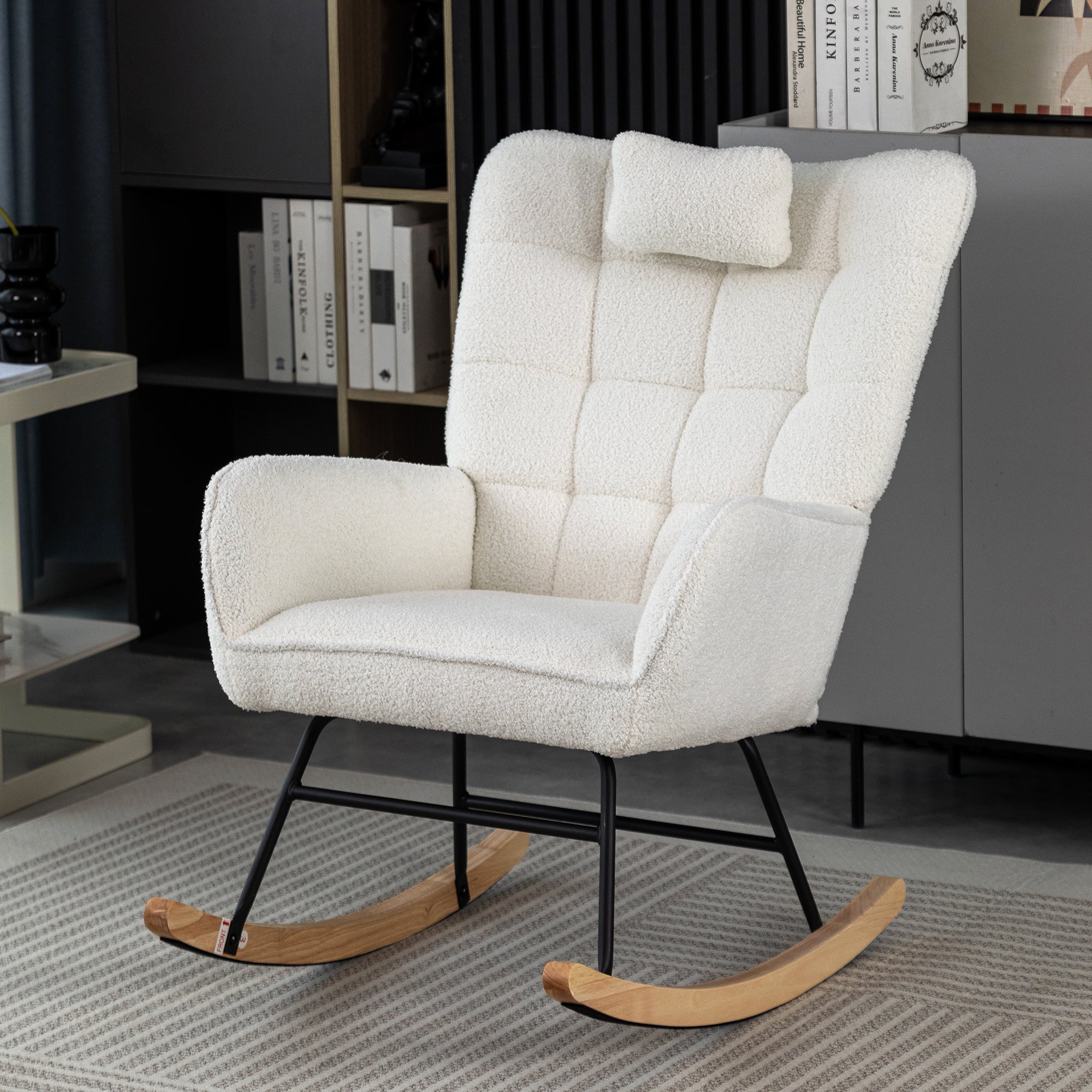 Ergonomic Rocking Chair with Footstool, 92cm High, 65cm Seat, White