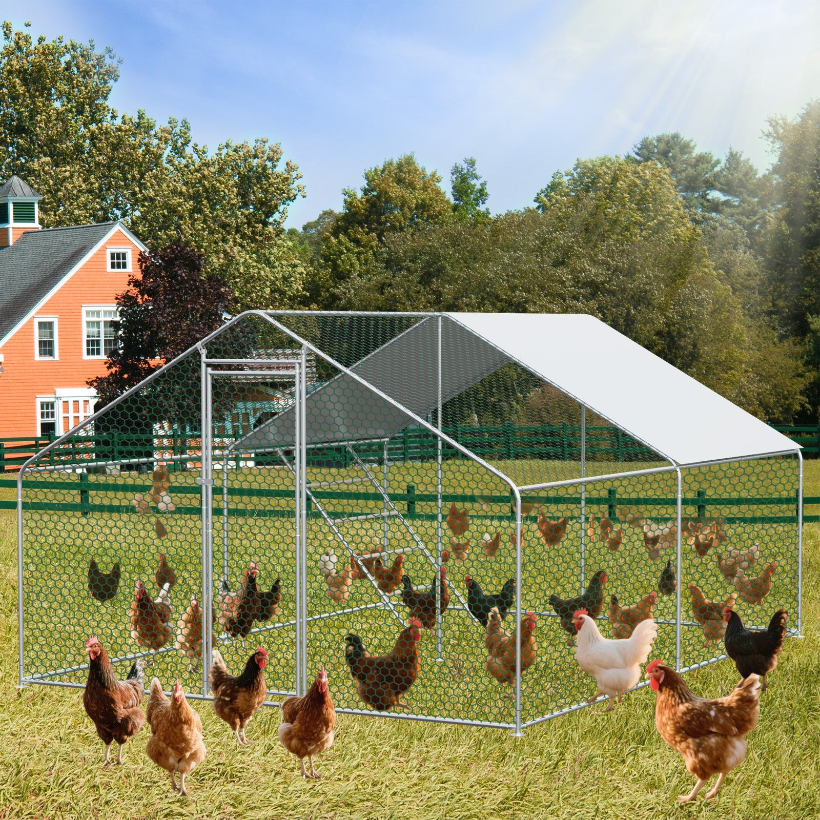 Chicken Run, 3x4x2m Safety Lock Waterproof Cloth, Metal