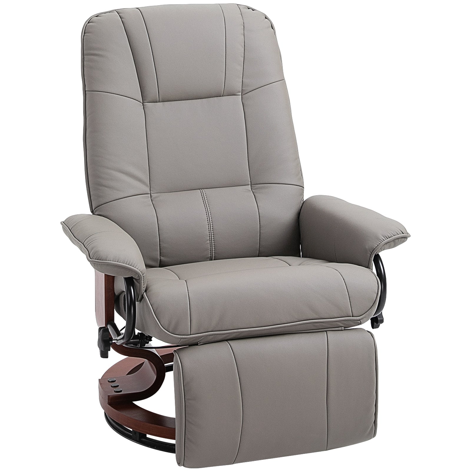 360° Swivel Recliner Chair with Footstool, Manual Recliner Armchair, Faux Leather, Grey