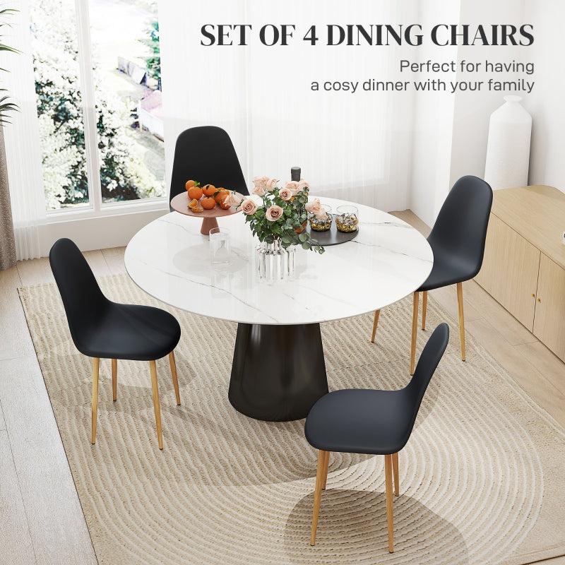 Modern Dining Chairs Set of 4, with Backrest and Steel Legs, Black