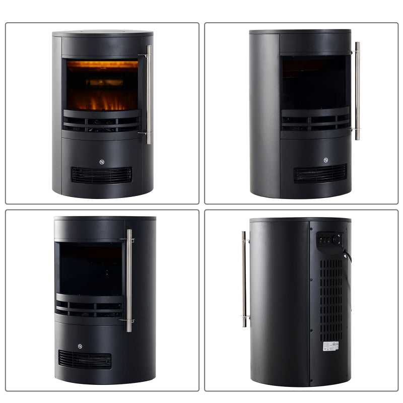 LED Electric Fireplace, Wall/Freestanding with Flame Effect, 900/2000W, Black