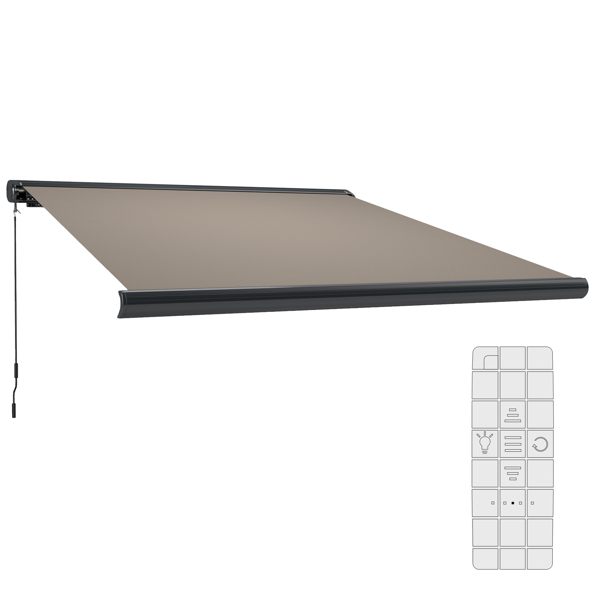 Electric Awning, 3.5 x 3 m DIY Retractable UV50+ Sun Shade, Aluminium Frame, Light Grey