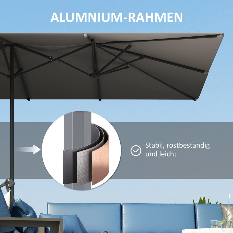 Double Parasol, 451 x 264 cm, UV50+ Protection, Windproof, Dark Gray