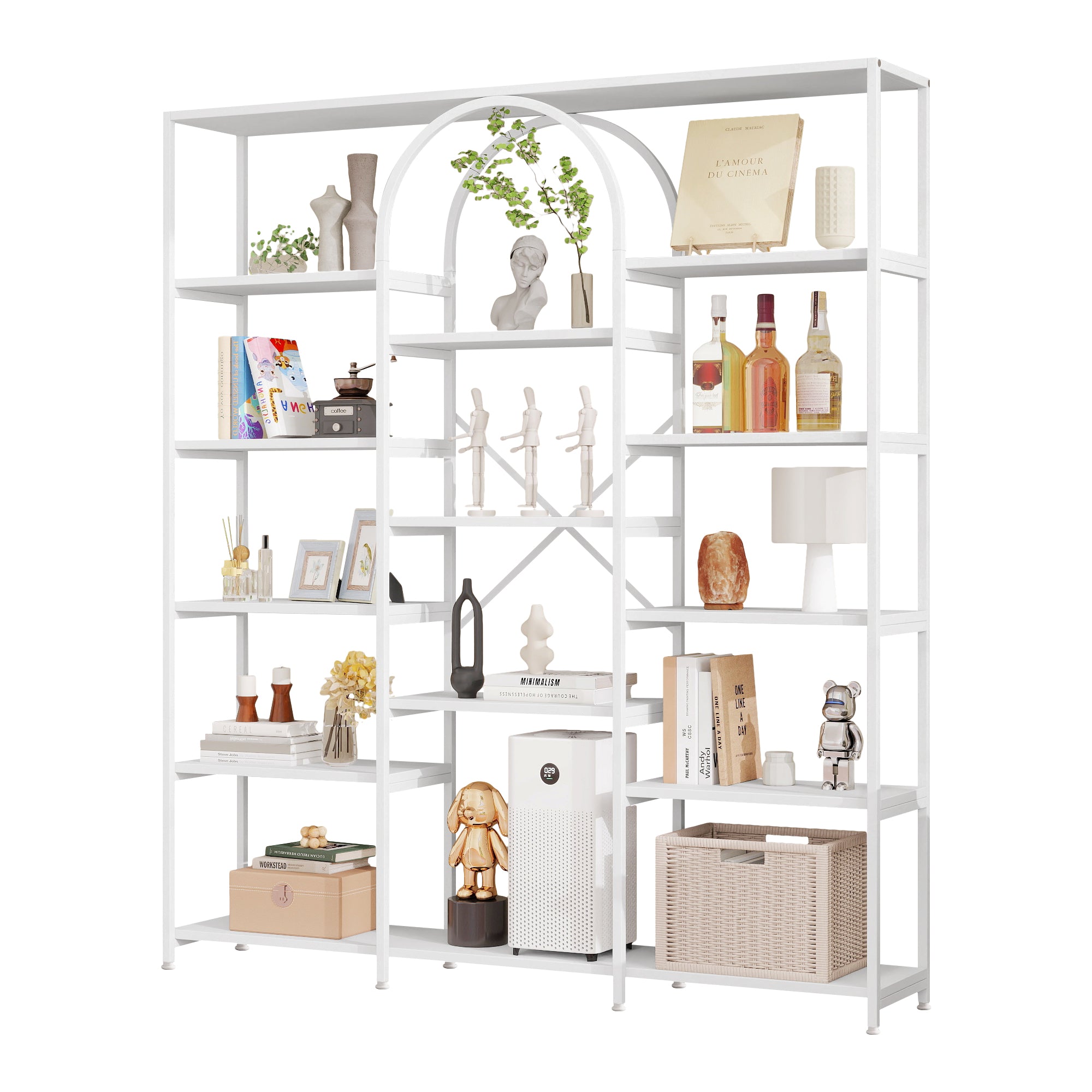 Shelf 160x30x180cm Minimalist Multiple Storage MDF/Steel White