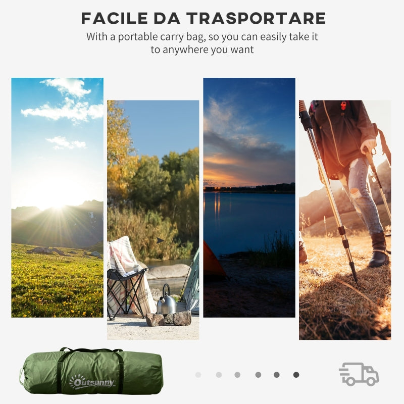 Camping Tent 4-6 Man with Living Area and 2 Bedrooms Dark Green