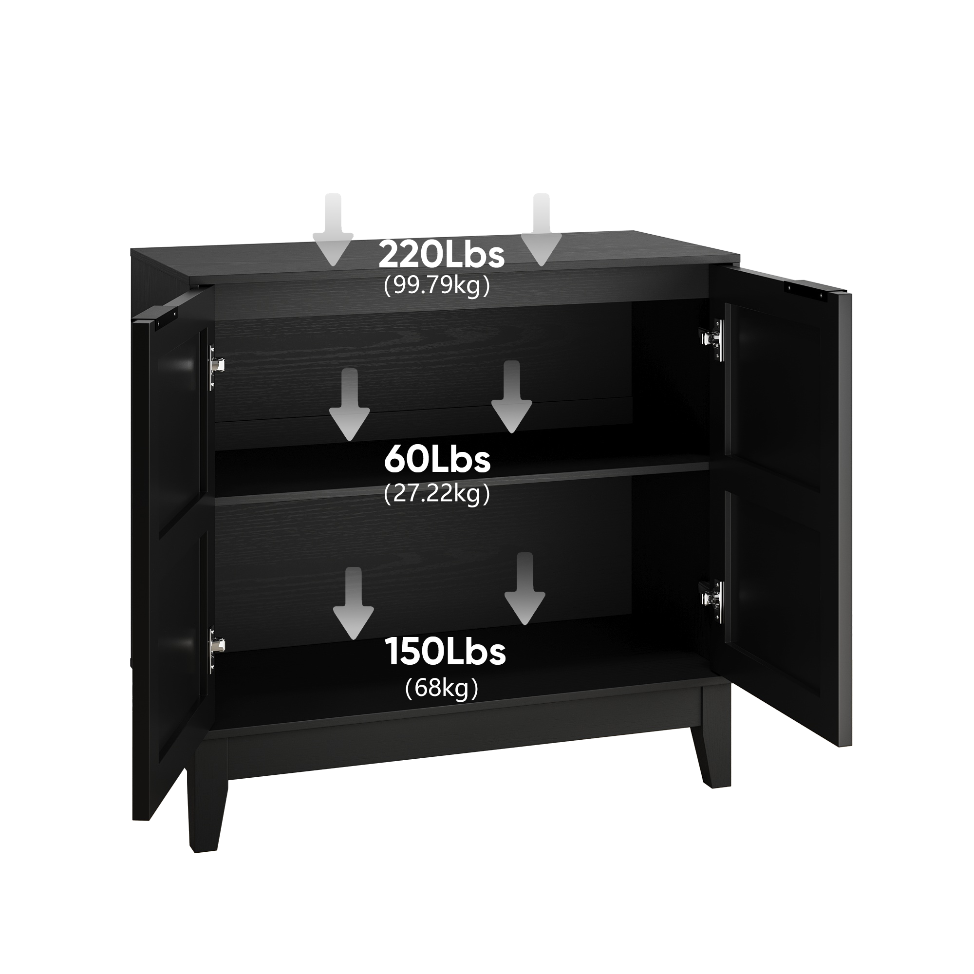 Vintage Buffet Cabinet, 80cm, 2 Doors, Adjustable Shelves, Carved Wood