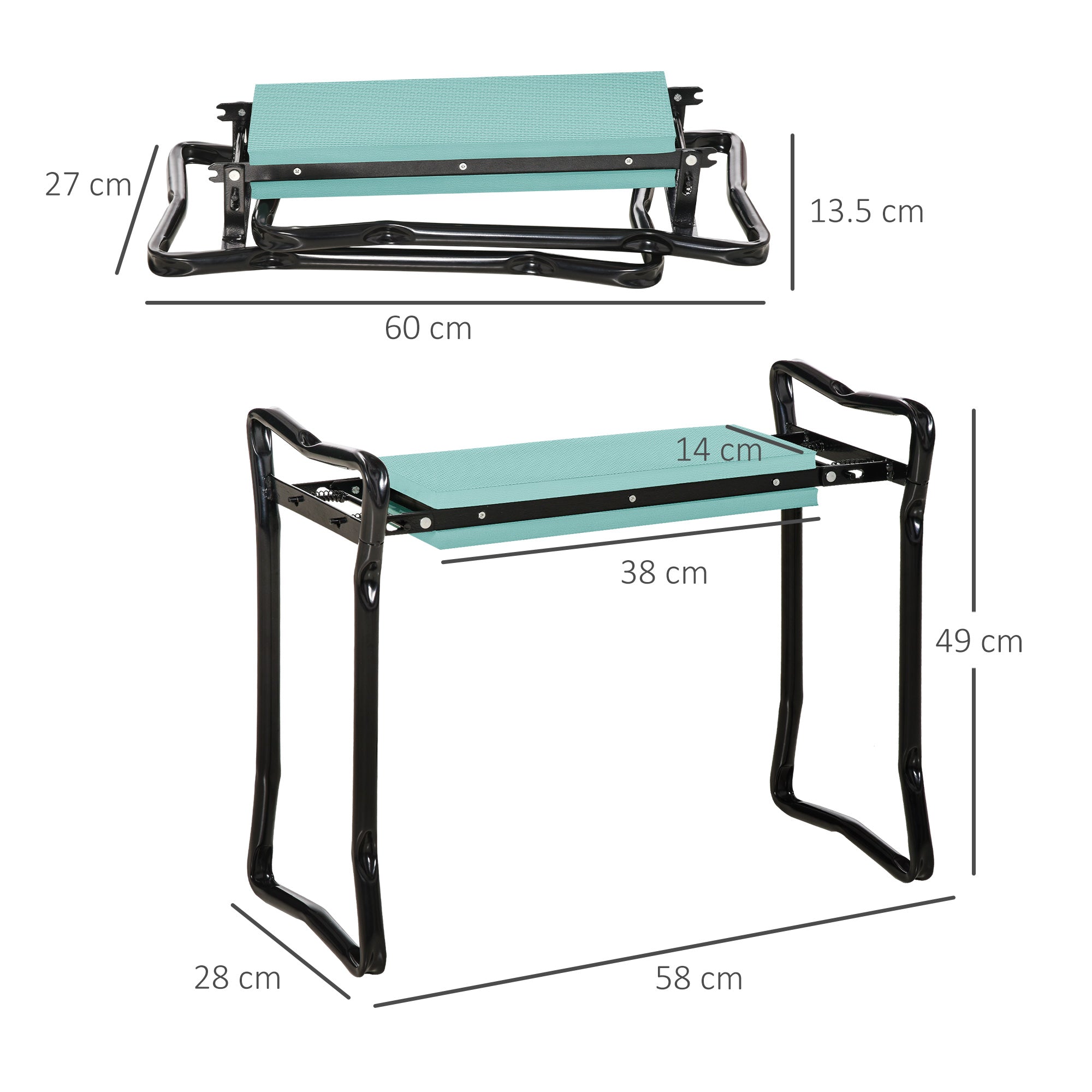 Garden Kneeler Seat 2 in 1 Kneeling Pad Support Bench Foldable Knee Protector, Green
