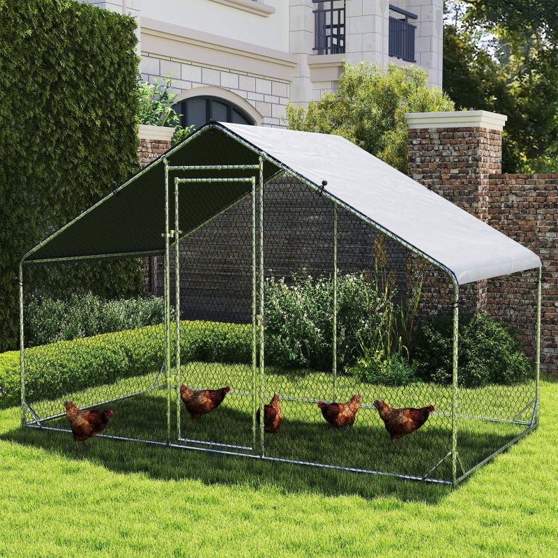 Large Chicken Coop, Galvanised Walk In Hen House, Water-Resist Cover