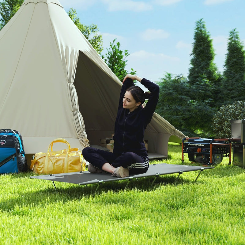 Lightweight Camping Bed Portable Camp Cot with 150kg Support, Dark Grey