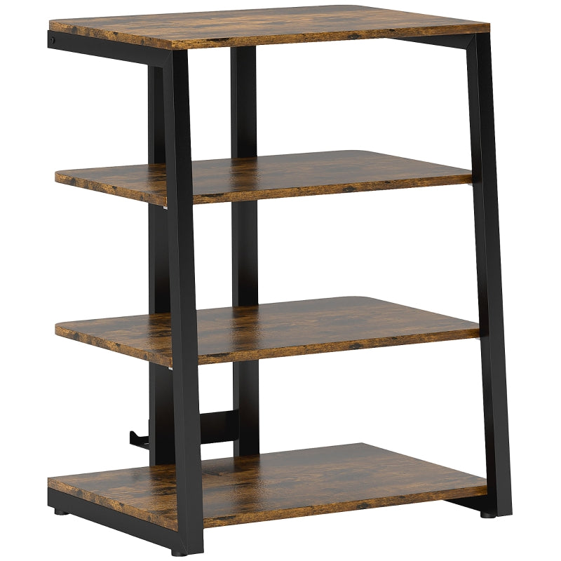 HiFi Stand, Four Storage Shelves, Rustic Brown