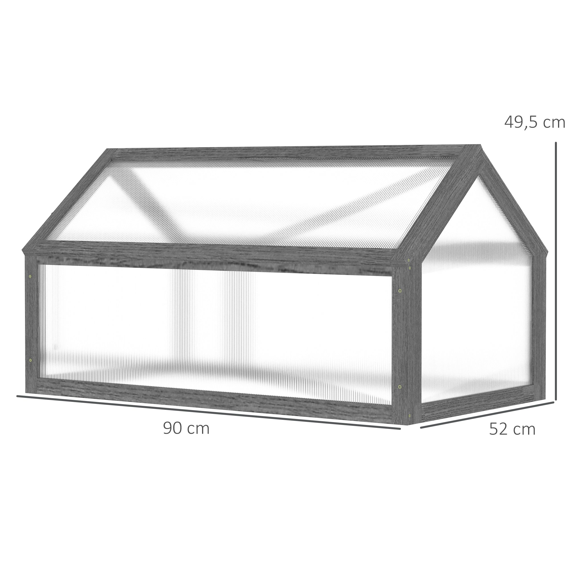 Wooden Cold Frame Greenhouse with Openable Polycarbonate Top, Grey