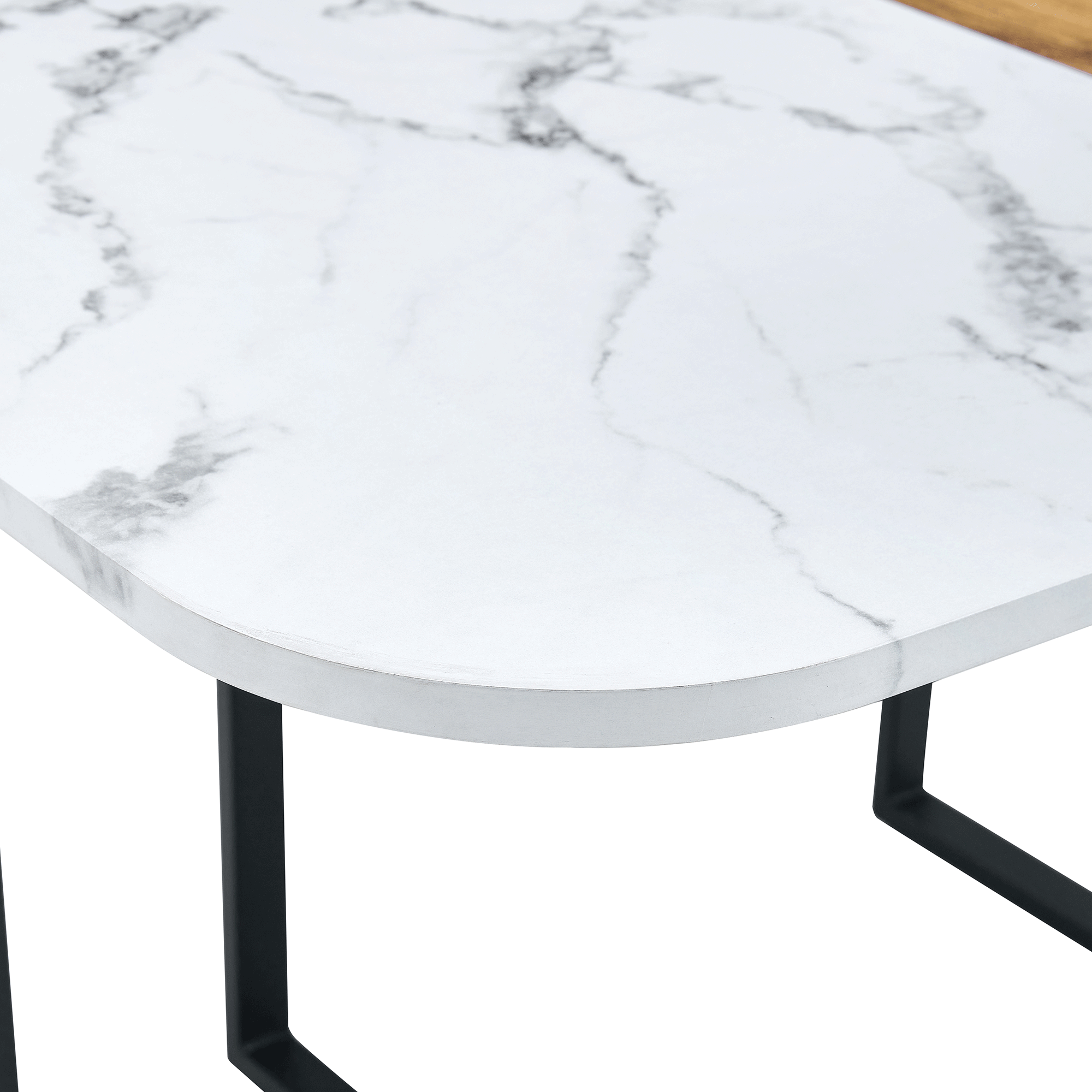 Extendable Dining Table Space-Saving Wood Grain 4-6 Person Black/Metal