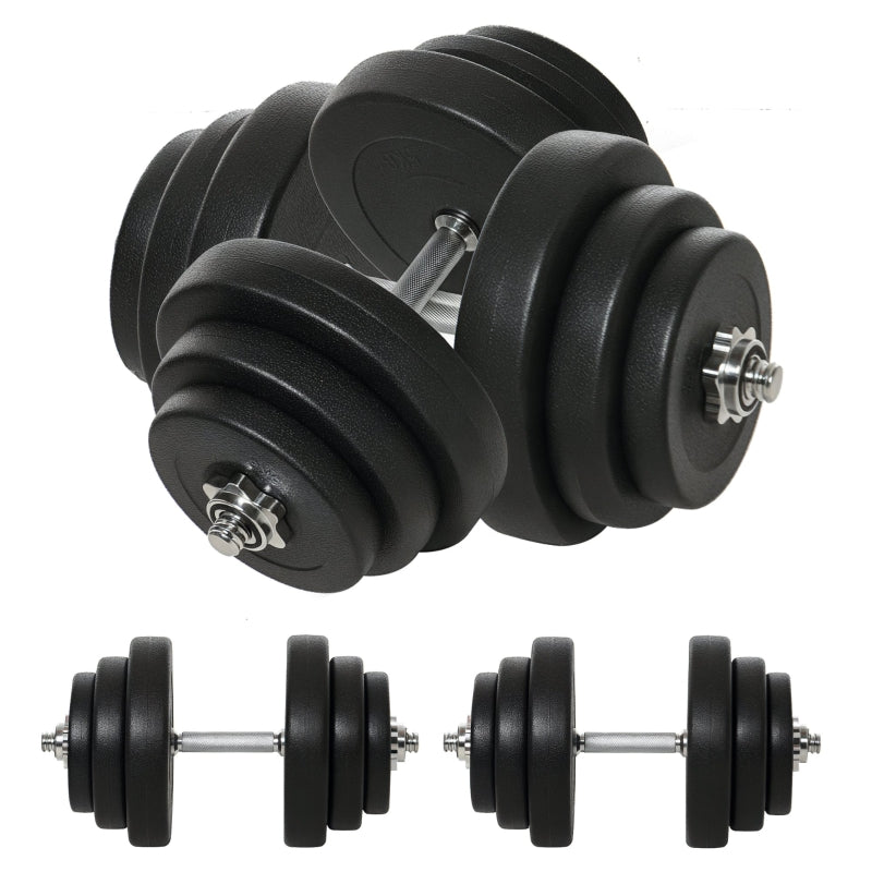 Dumbbell Set 40 kg, 12 Weight Plates, Black