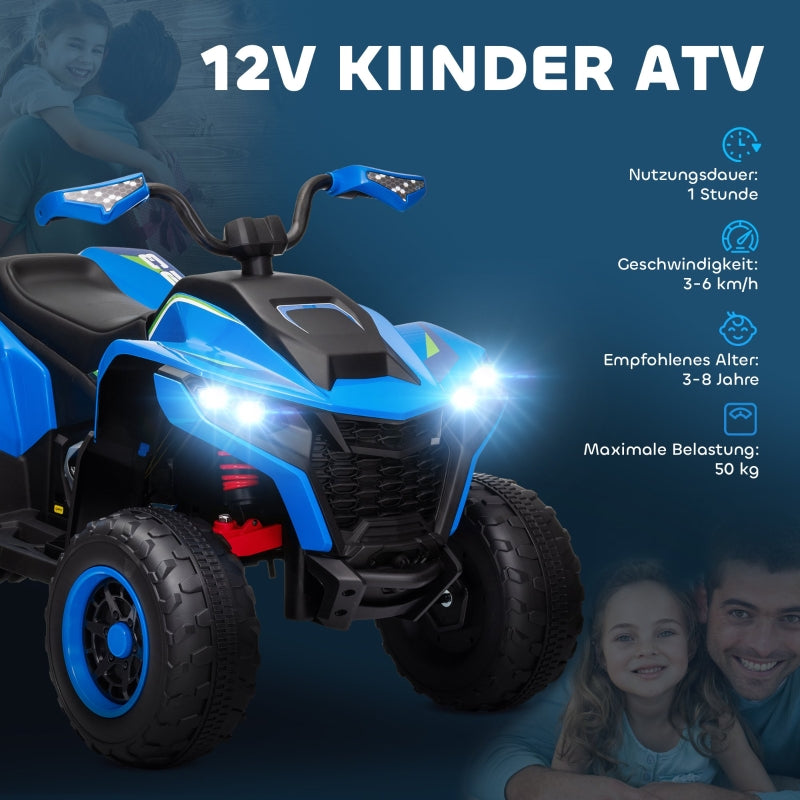Electric Quad Bike for Children with LED Headlights and Music, Blue
