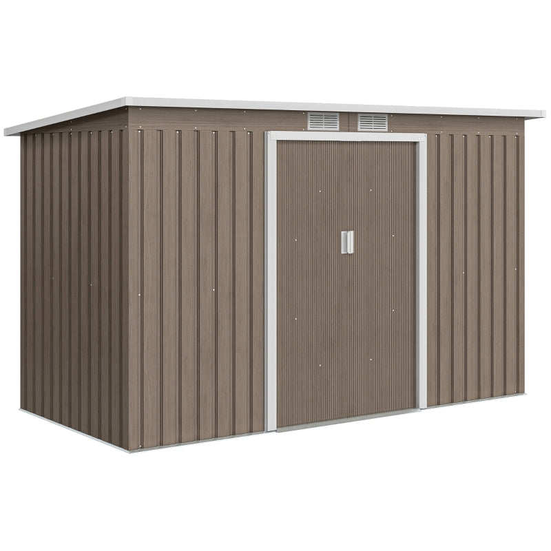 Metal Shed 4x9ft with Foundation Brown