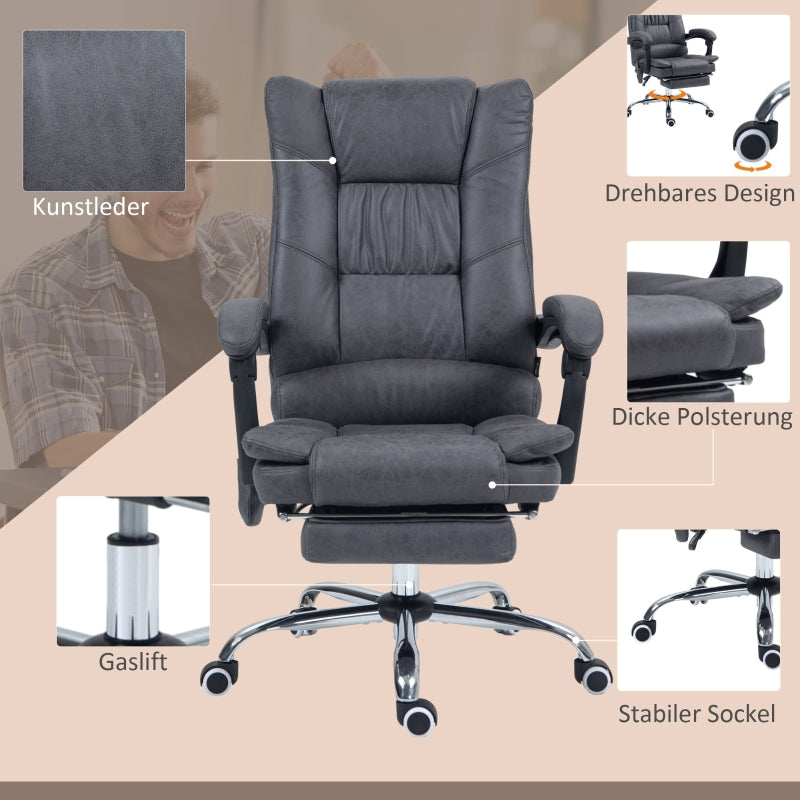 Vinsetto Massage Office Chair, Heat Function, 135° Tilt, Ergonomic, Dark Grey