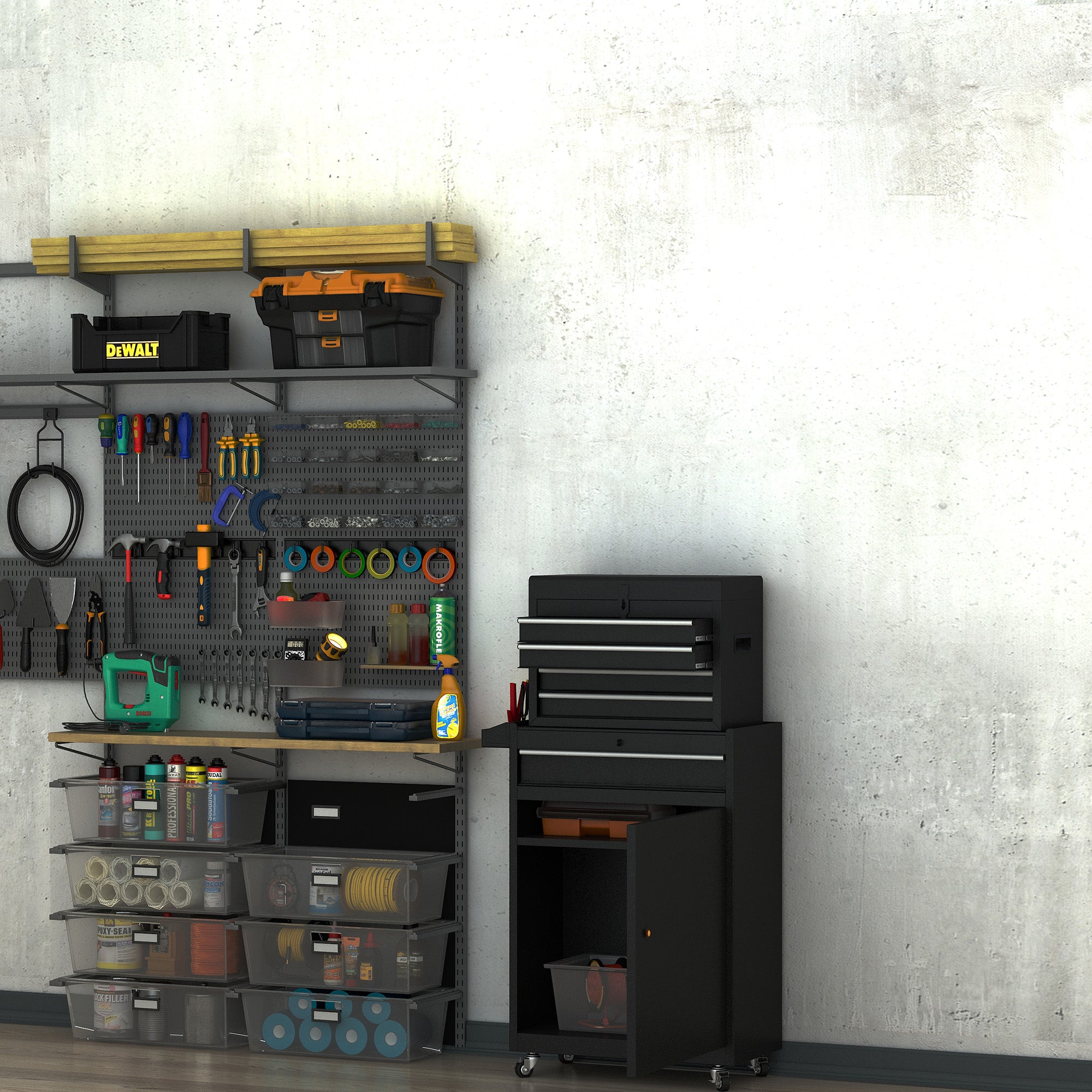 DURHAND workshop trolley, 5 drawers, 360° casters, mobile & space-saving, metal