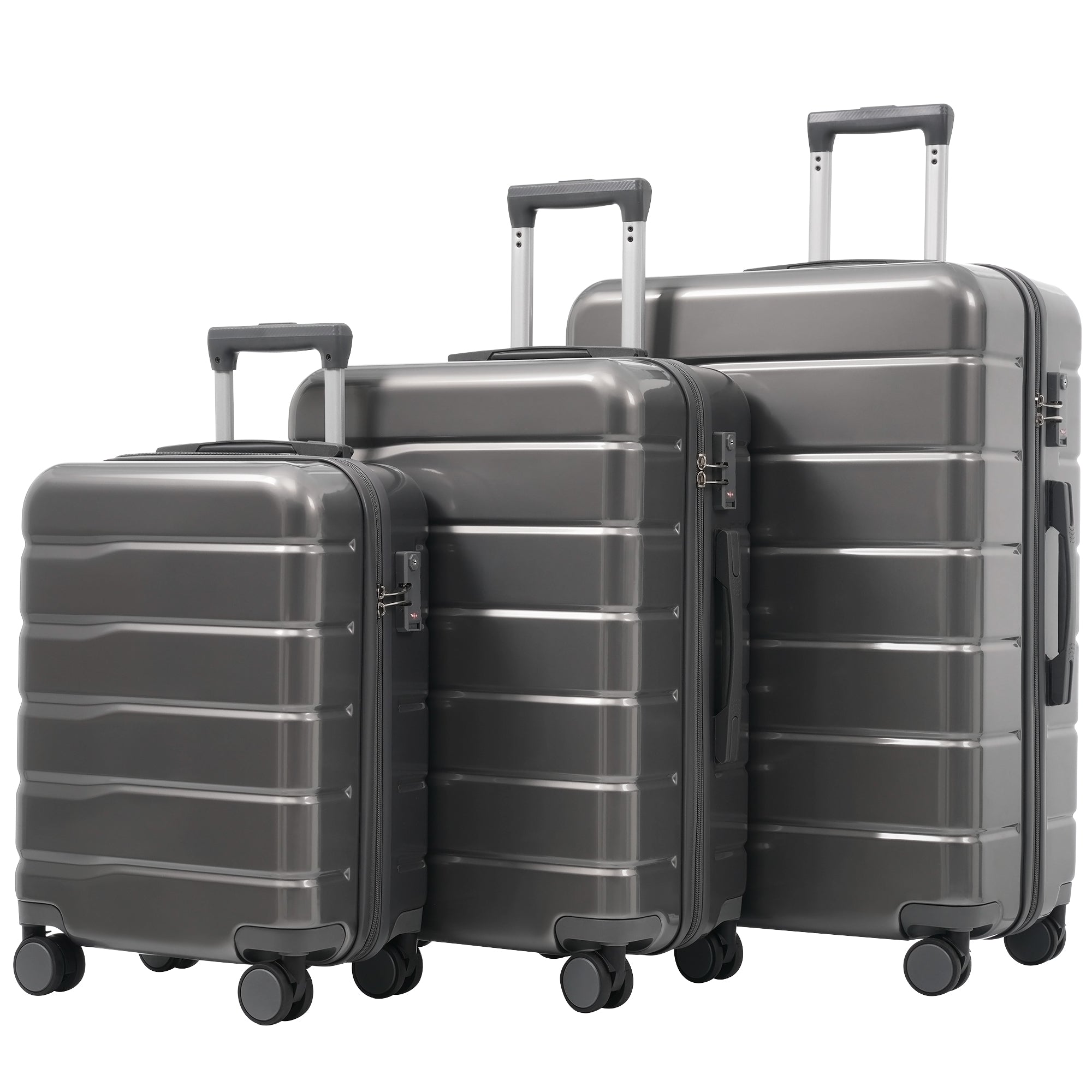M-L-XL Suitcase Set (20"&24"&28") with Double 360° Swivel Wheels, TSA Lock, ABS+PC Material