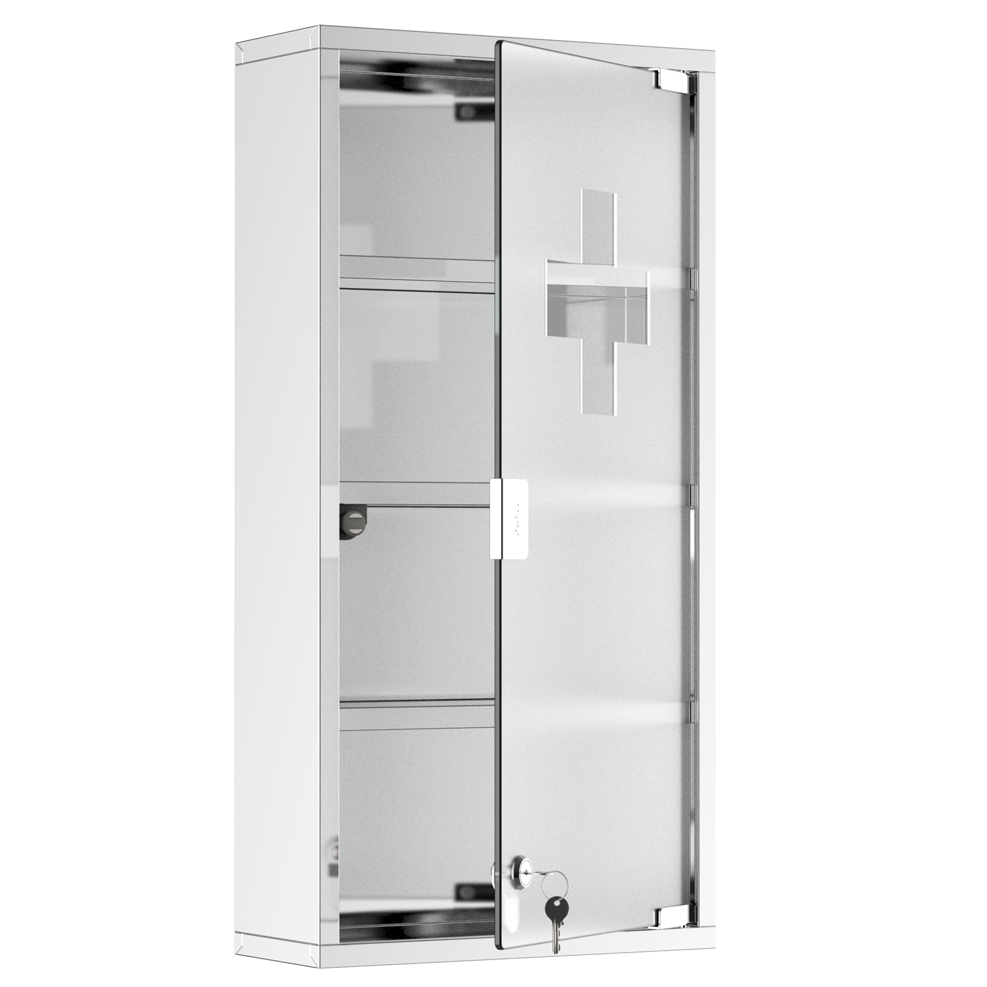 Medicine Cabinet First Aid with Lock 30x12x60cm Stainless Steel