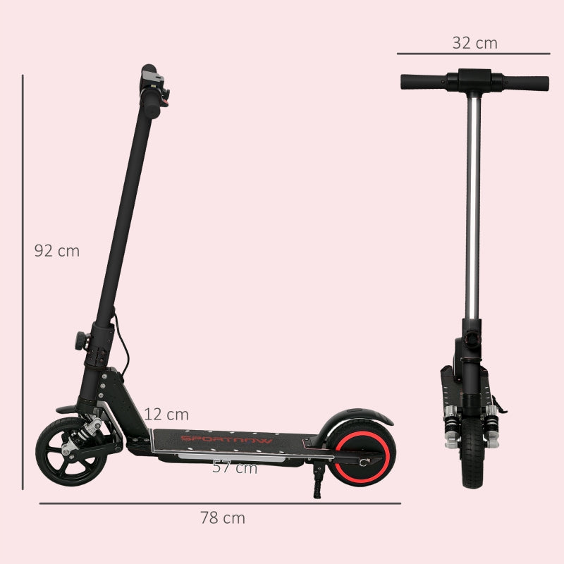 SPORTNOW Electric Scooter for Kids, Folding, Dual Brakes, Front Suspension, LED Colourful Lights, Black