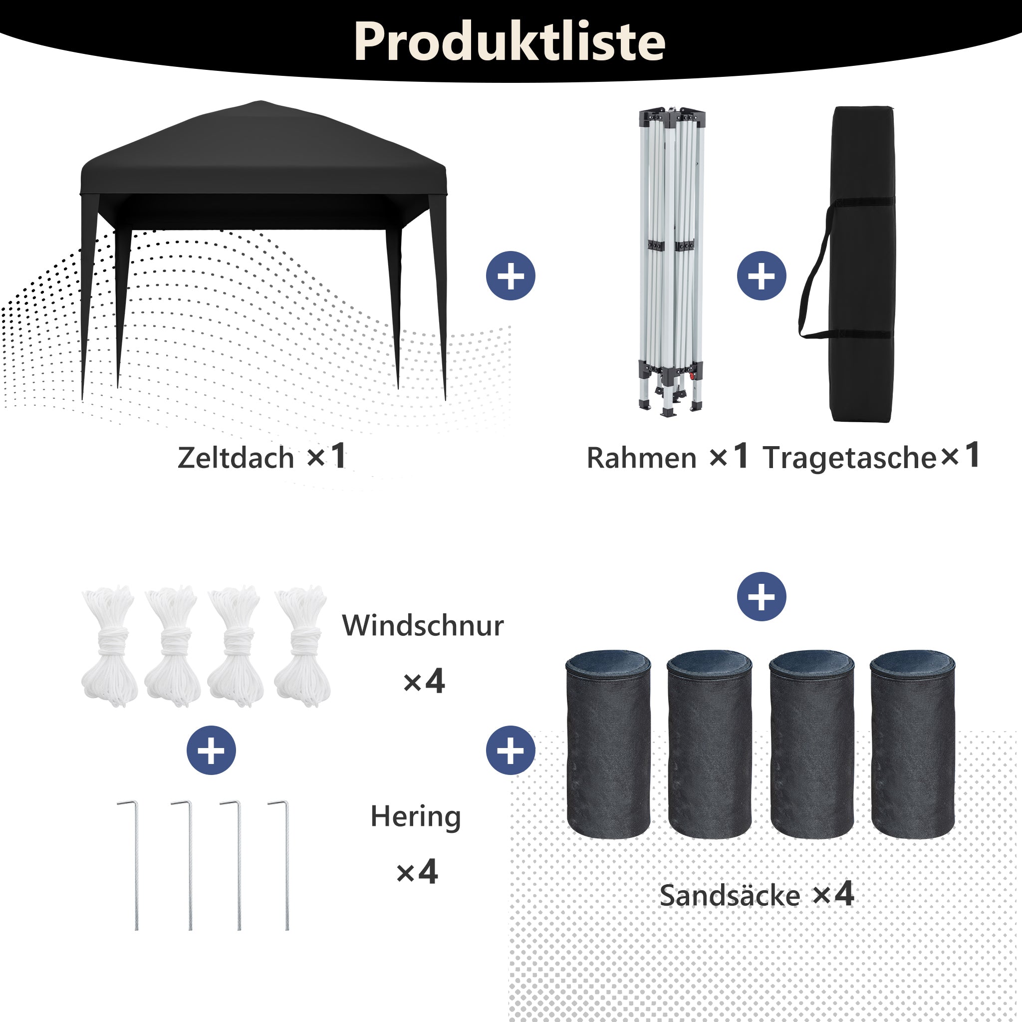 Pop-up Gazebo 3x3m Height-adjustable Folding Garden with Sandbags and Carrying Bag Black