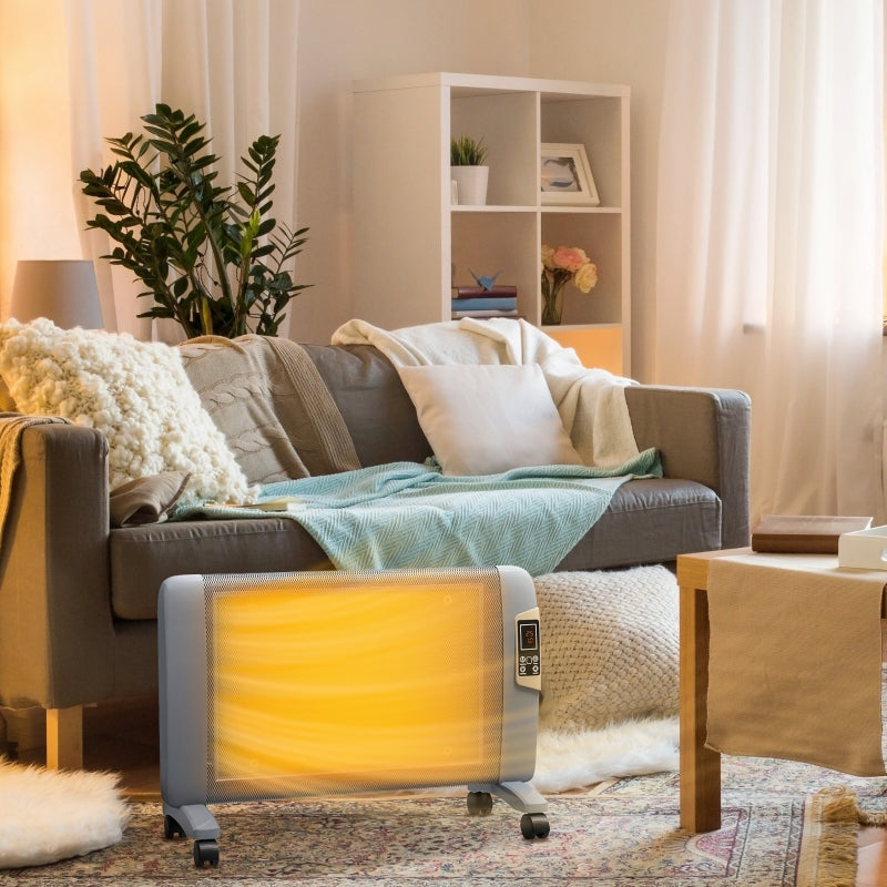 Mica Electric Space Heater, Portable 1000W/2000W with 2 Heat Settings, Grey