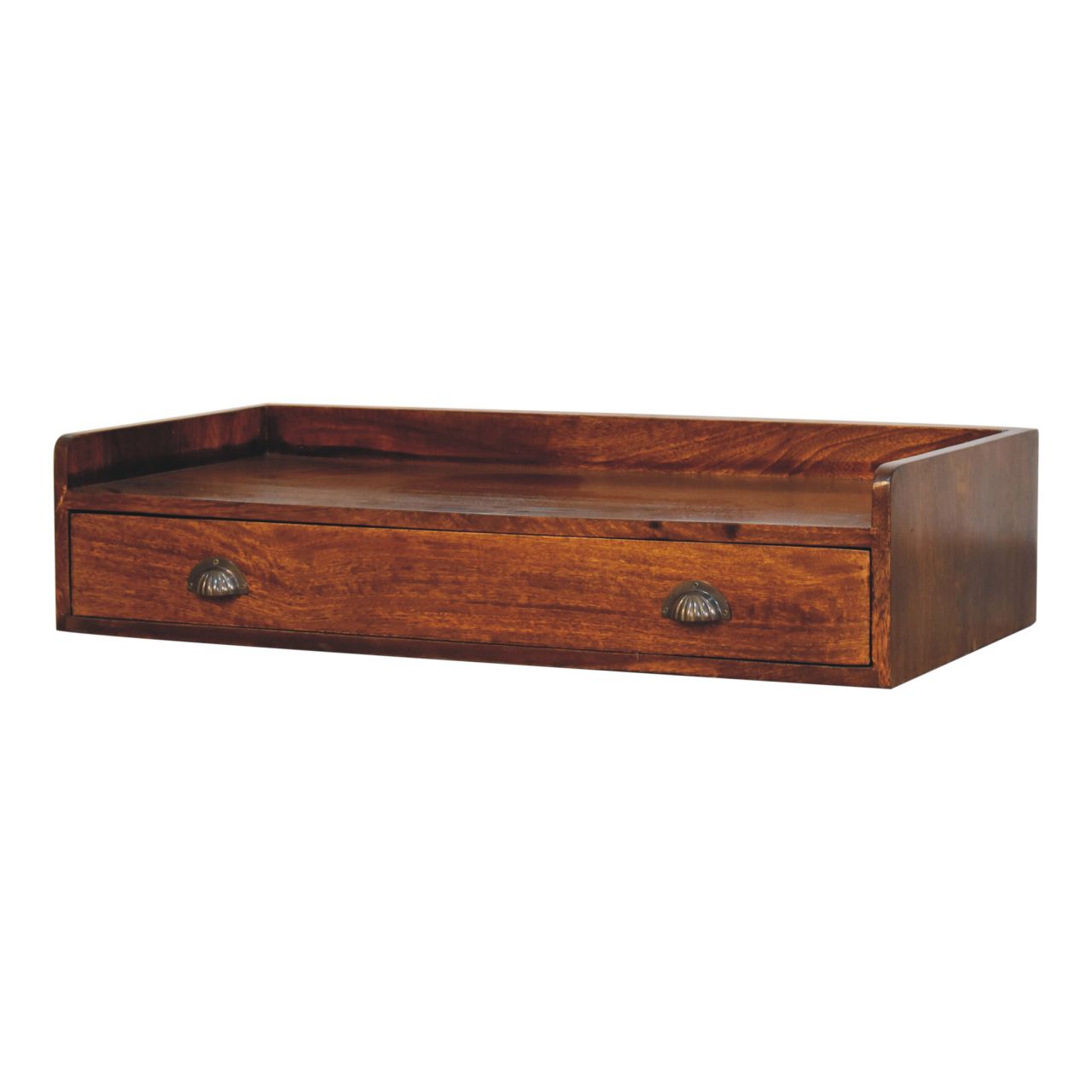 Belmont Wall-Mounted Console Shelf 1 Drawer Solid Wood Dark Brown