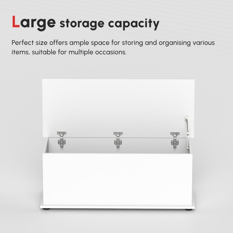 113L Storage Chest with Flip-Top Lid and Safety Hinges, White