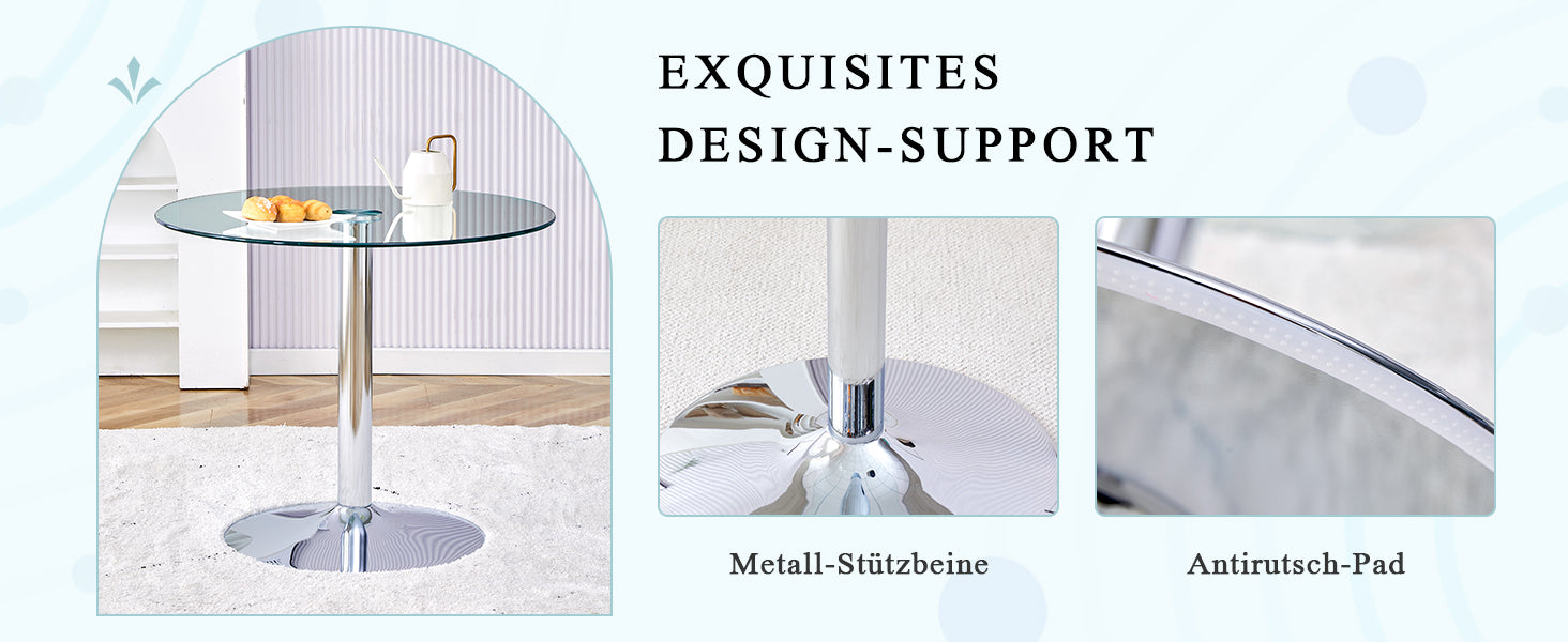 Glass Beam Table Modern Minimalist Round 85cm