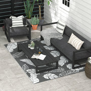 Outdoor Rug, Weatherproof Plastic, 182x274cm Double-Sided Design, Grey and White