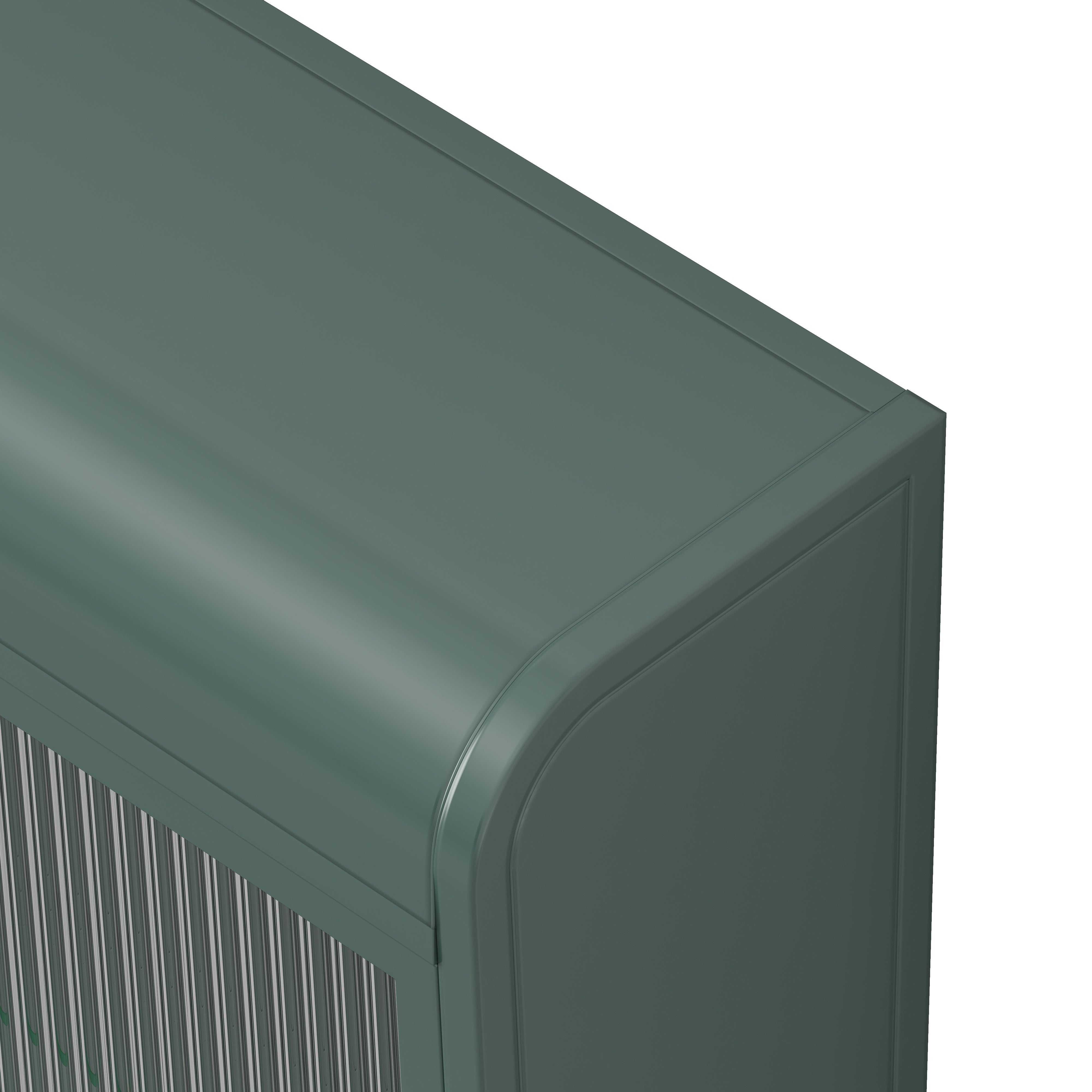 3 Door Arched Wall Mounted Glass Cabinets - Dark Green