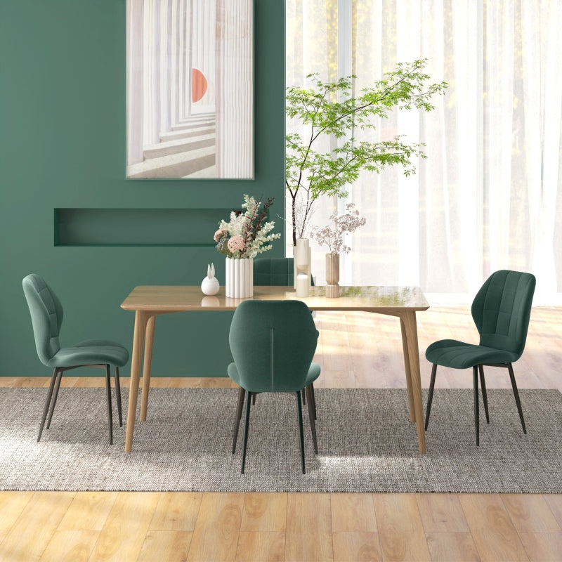 Set of Four Relaxed Tub Dining Chairs, Flannel - Green