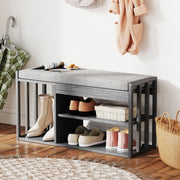 Shoe Rack Bench, 3-Tier Design, Gray